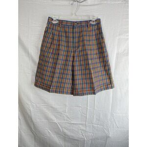 Liz Sport Petite Vintage 90s Womens 12P Plaid Tartan High Rise Pleated Shorts